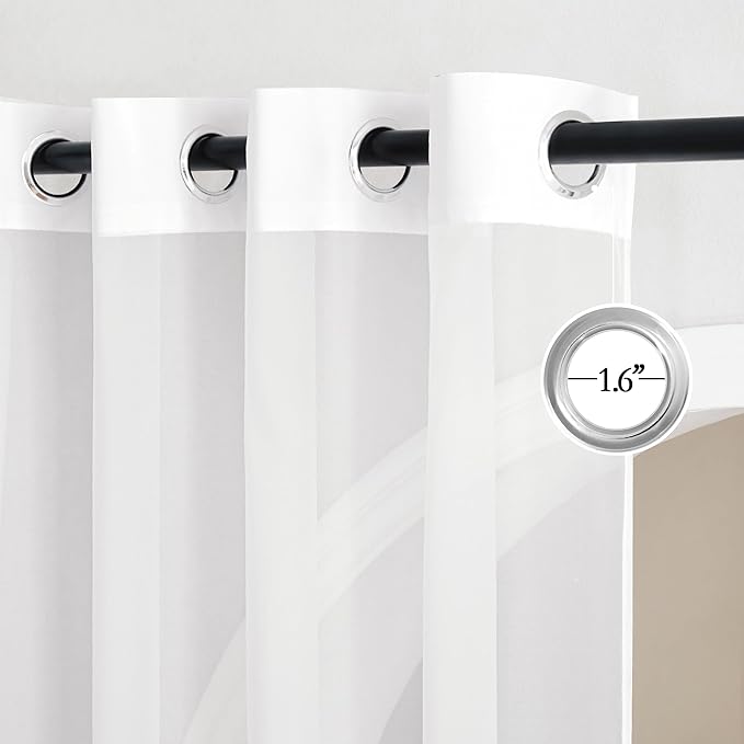 NICETOWN Sheer Curtains for Windows - Grommet Top Ivory Voile Window Treatment Drape Panels for Nursery/Small Window, 2-Pack, W54 x L45