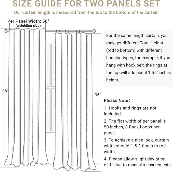 100% Blackout Shield Light Pink Linen Blackout Curtains for Bedroom 90 Inches Long, Back Tab/Rod Pocket Living Room Drapes, Thermal Insulated Blackout Curtains 2 Panels Set, 50" W x 90" L