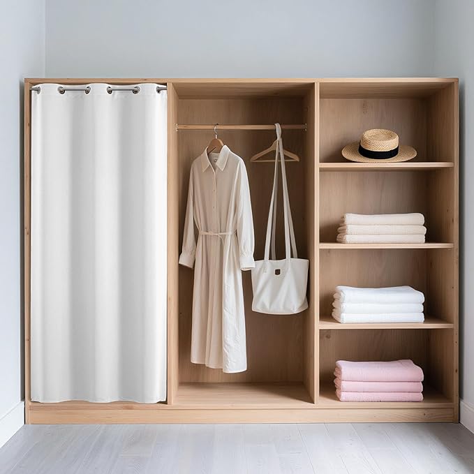 Joydeco Blackout Door Curtain for Doorway Privacy 80 Inches Long, Grommet Closet Curtain for Open Closet, Room Divider for Bedroom Living Room (Pure White, 32Wx80L, 1 Panel)
