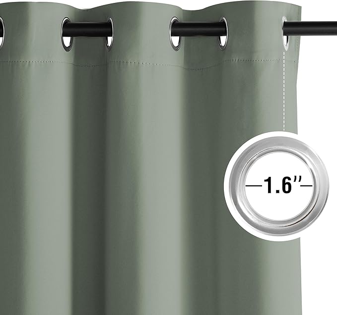 NICETOWN Room Darkening Draperies Curtains Panels, 2 Panels Sage Green W52 x L63