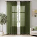 MIULEE 2 Panels Solid Color Sheer Window Curtains Elegant Window Voile Panels/Drapes/Treatment for Bedroom Living Room (54X63 Inches Olive Green)