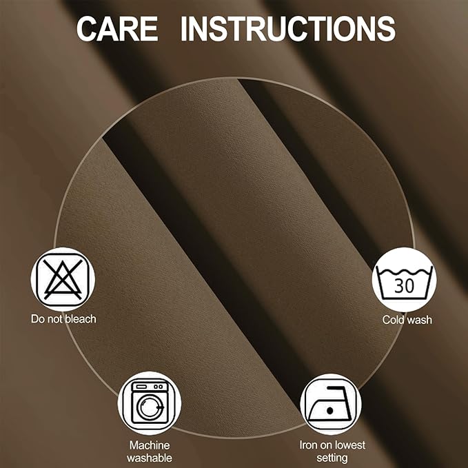 LEMOMO Brown Thermal Blackout Curtains/52 x 72 Inch/Set of 2 Panels Room Darkening Curtains for Bedroom