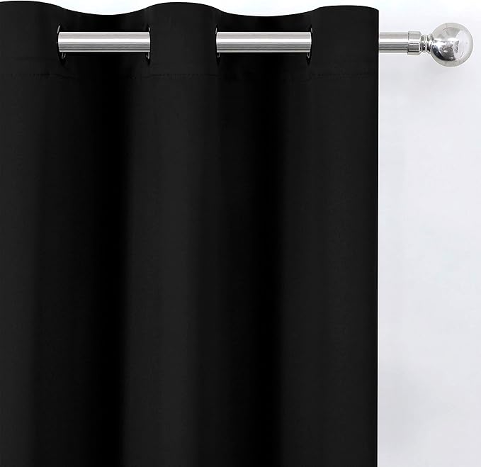 LEMOMO Black Thermal Blackout Curtains/38 x 63 Inch/Set of 2 Panels Room Darkening Curtains for Bedroom