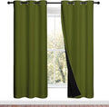 NICETOWN Olive Green Full Shade Curtain Panels, 37" Wide x 70" Long, Olive Green, Pair of Thermal Insulated & Energy Efficiency Blackout Drapes for Living Room, Lined Silky Performance Window Dressing
