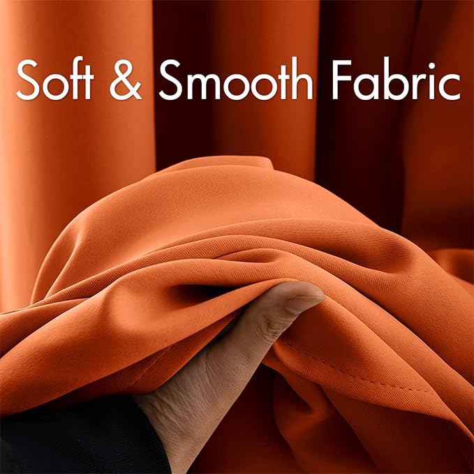 MIULEE 2 Panels Orange Blackout Curtains Room Darkening Thermal Insulated Fall Drapes Solid Window Treatment Set Grommet Top Light Blocking Curtain for Living Room/Bedroom 52 x 84 inch