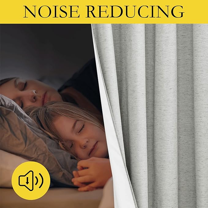 NICETOWN Grey Full Shade Curtain Panels, 62 x 63 inch, Pair of Energy Smart & Noise Blocking Out Blackout Drapes for Dining Room Window, Thermal Insulated Guest Room Lined Window Dressing