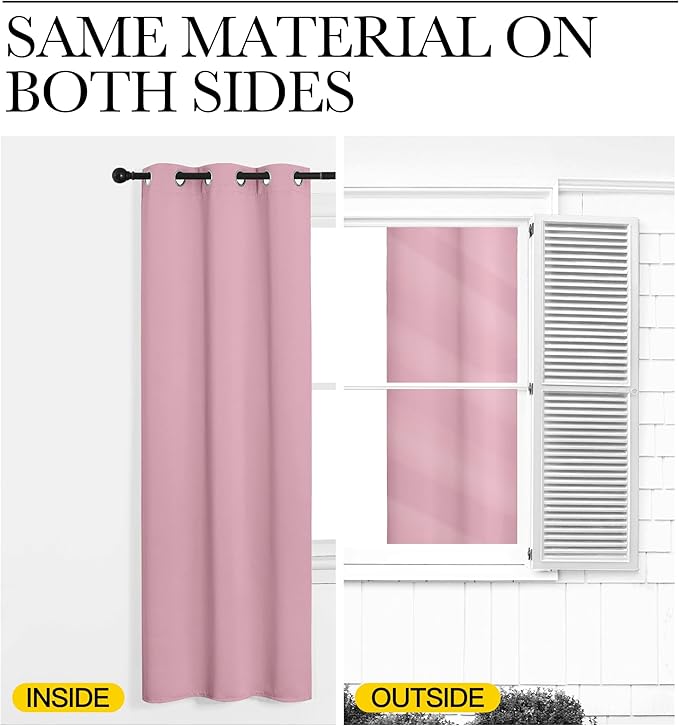 NICETOWN Patio Glass Door Blackout Curtains for Bedroom/Living Room, Privacy Panel Drapes for Dining Room and Guest Room (Crystal Pink, 42 inches Wide x 95 inches Long, 1 Pair)