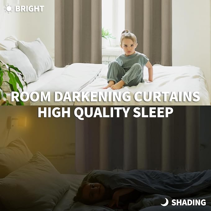 BGment Room Darkening Curtains 45 Inches Long - Grommet Thermal Insulated Drapes Window Treatment Curtains for Bedroom, 2 Panels, 52 x 45 Inch, Cocoa