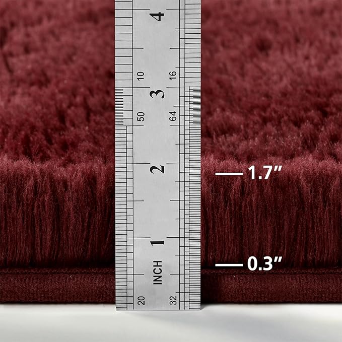 Deerhoo Large Shag Area Rugs 9 x 12, Plush Fuzzy Rugs for Living Room, Ultra Soft Fluffy Furry Rug for Bedroom, Indoor Carpet Nursery Rugs for Kids Room Home Decor, Burgundy
