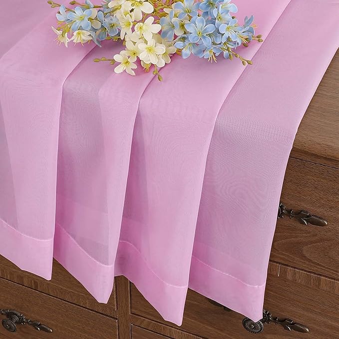 Light Pink Sheer Curtains Tier 30 Inches Length 2 Panels, Light Filtering Lightweight Soft Window Treatments Drapes, Cute Elegant Cafe Curtains for Nursery, Dual Rod Pocket, 2x42Wx30L Inches
