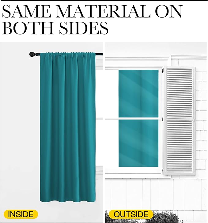 NICETOWN Peacock Blue Blackout Curtains Panels for Window, Thermal Insulated Rod Pocket Blackout Drapes/Draperies for Living Room (2 Panels, W34 x L84 inches)