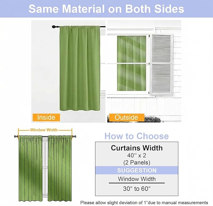 Simplebrand Ava Lime Short Blackout Curtains for Bedroom 54 Inches Long 2 Panels Set, Solid Thermal Insulated, Energy Saving Window Treatment Curtains Blackout Drapes, W40 x L54 Inch