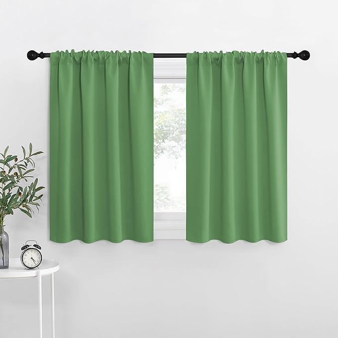 NICETOWN RV Blackout Curtains for Camper Windows, Froest Green, 29" Wide by 40" Long, 2 PCs, Short Blackout Curtains & Drapes, Thermal Insulated Blackout Curtain Panels for Kids Room, Play Room