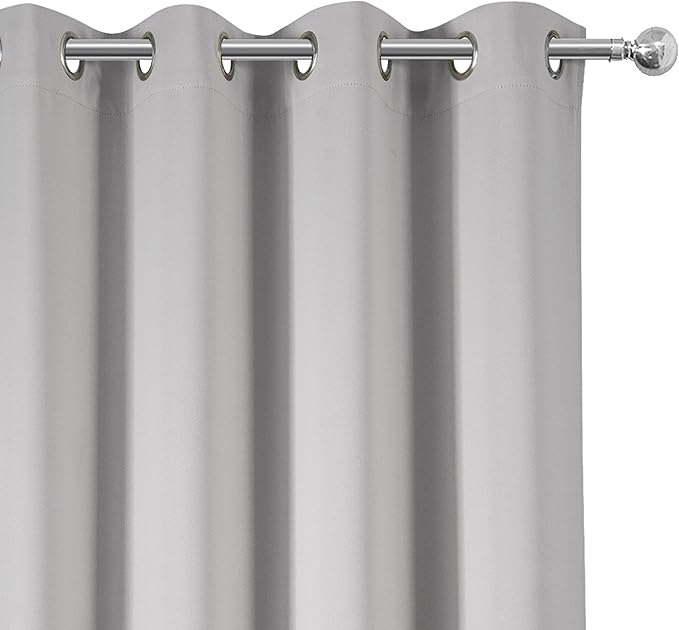 LEMOMO Blackout Curtains 52 x 45 inch/Light Grey Curtains Set of 2 Panels/Thermal Insulated Room Darkening Bedroom Curtains