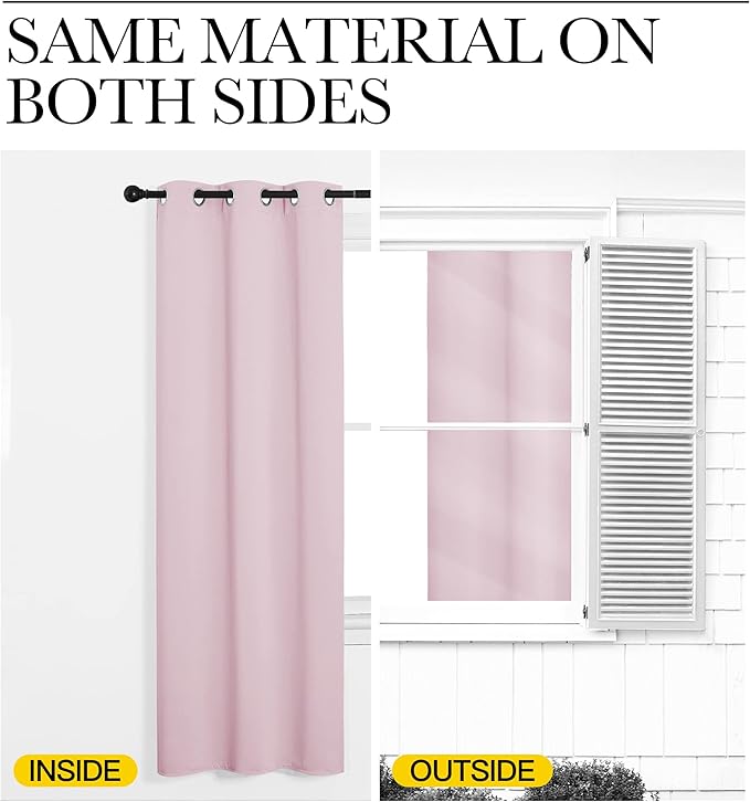 NICETOWN Baby Pink Blackout Curtains 78 inches Length for Living Room, 2 Panels, 55" Wide, Thermal Insulated Decoration Drapes for Bedroom Window