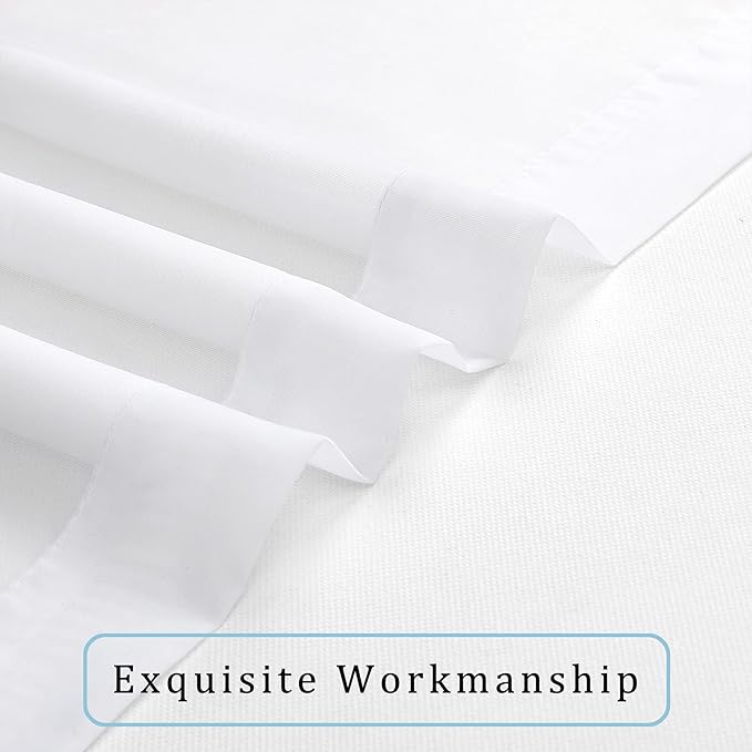 OWENIE Sheer Curtain, 120 Inches Long, White, Rod Pocket, Polyester, 2 Panels, for Living Room and Bedroom
