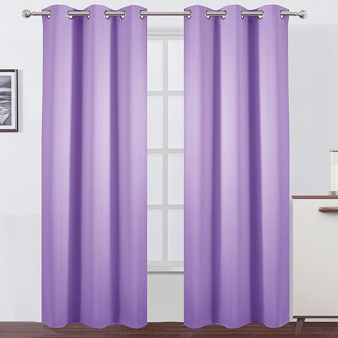 LEMOMO Blackout Curtains 42 x 84 inch/Lavender Curtains Set of 2 Panels/Thermal Insulated Room Darkening Bedroom Curtains