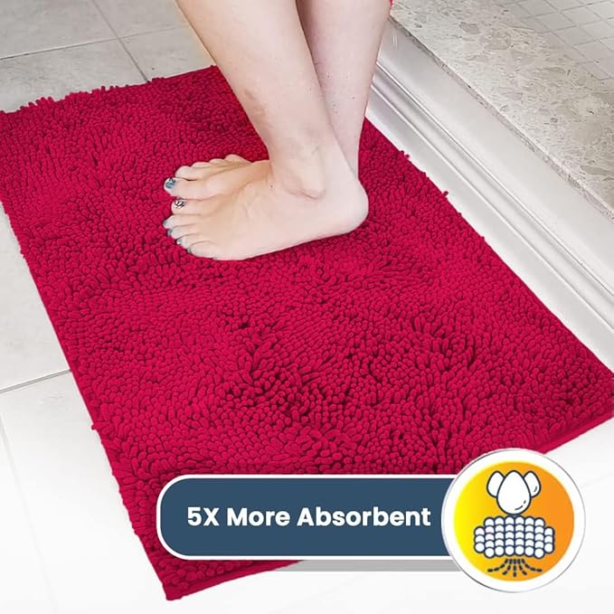 Muddy Mat® | Super Absorbent Door Mat Indoor, Microfiber Quick Dry Chenille Entryway Rug, Non-Slip Front Door Mat, Indoor Mats for Entryway, Machine Washable Pet Rug, Maroon 48"x72"