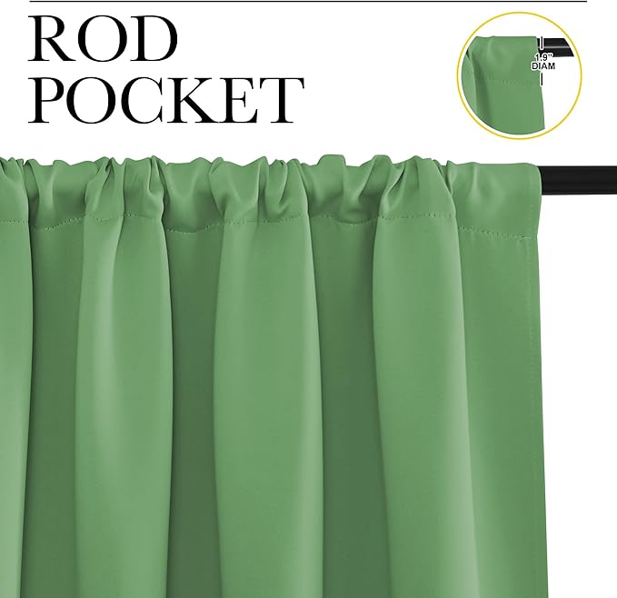 NICETOWN Blackout Curtains for Living Curtains, Froest Green, Set of 2, 52 by 63 Inch, Window Treatment Blackout Curtain Panels, Home Decor Thermal Insulated Solid Drapes for Bedroom