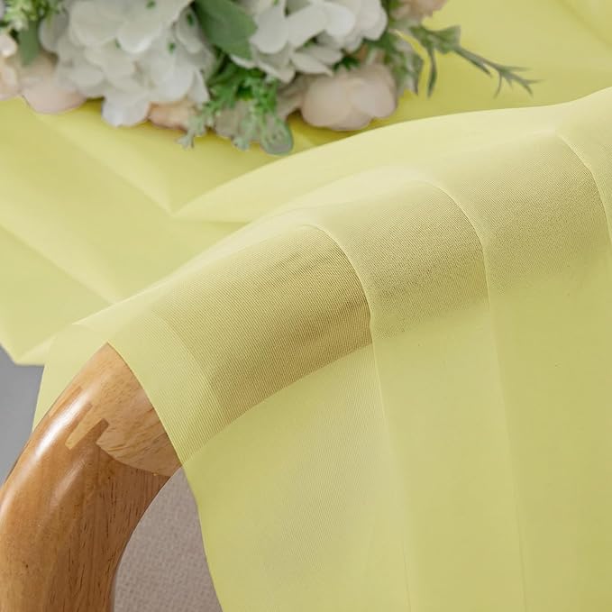 OWENIE Sheer Curtains 96 inches Long 2 Panels Set for Living Room/Bedroom, Rod Pocket Voile Sheer Panel Drapes, Airy Soft Fabric Window Treatments, 2pcs, Each 42" W x 96" L, Light Yellow