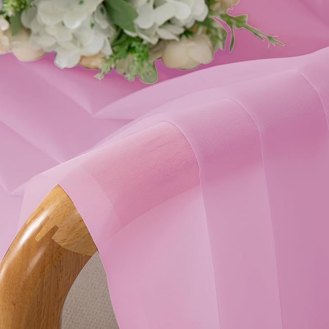 Chyhomenyc Pink Sheer Curtains 96 inches Long 2 Panels, Light Filtering Soft Airy Solid Elegant Voile Window Treatment Drapes for Bedroom Living Room Wedding Party Decor, 42 Wx96 L, 8FT L