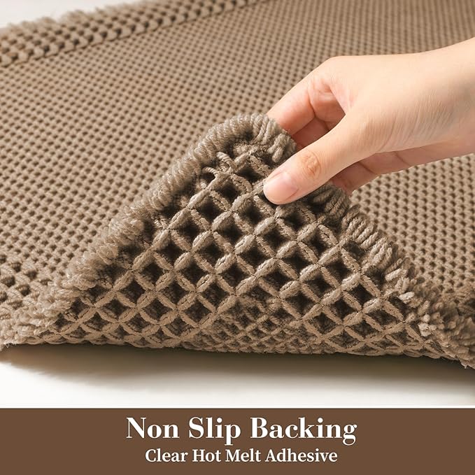 RESARE Waffle Bathroom Runner Rugs, Super Absorbent Bath Mat Non Slip Washable Quick Dry, Upgraded Ultra Soft Boho Bath Rugs with Tassels for Hallway Bedroom Laundry Room, 2'x5'(24"x60"), Brown