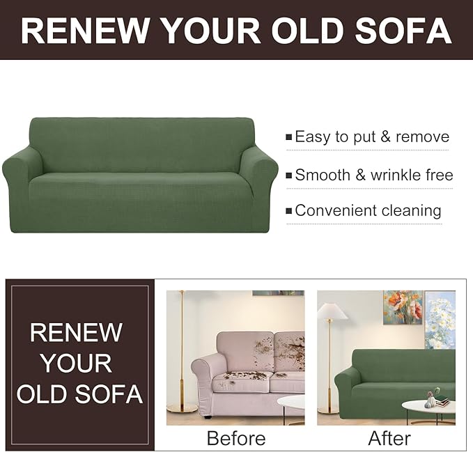 U-NICE HOME Loveseat Cover Stretch Couch Cover Sofa Cover Sofa Slipcover Furniture Protector for 2 Cushion Couch Sofa Pet Friendly(Loveseat, Loden Frost)