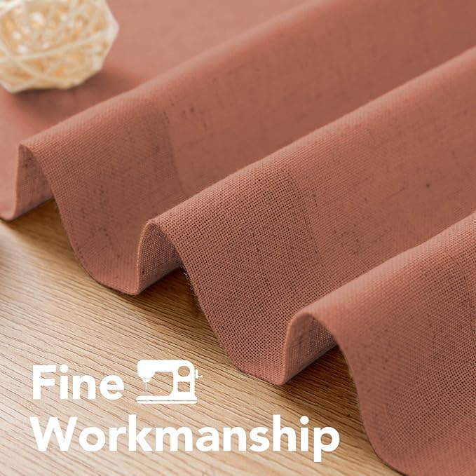 H.VERSAILTEX Linen Curtains Home Decorative Nickel Grommet Curtains Privacy Added Energy Saving Light Filtering Semi Sheer Window Treatments Draperies for Bedroom, Terracotta, 2 Panels, 52 x 54 - Inch