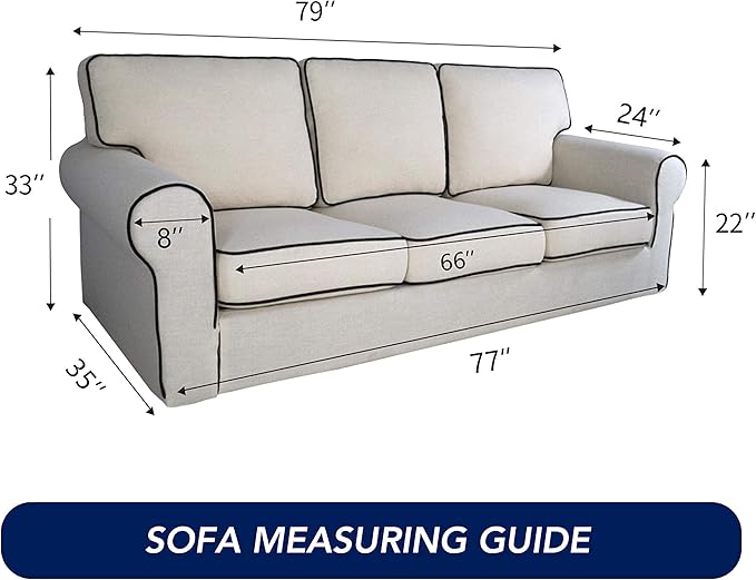 PureFit Super Stretch Sofa Slipcover – Spandex Non Slip Soft Couch Sofa Cover, Washable Furniture Protector with Non Skid Foam and Elastic Bottom for Kids, Pets （Sofa, Natural）