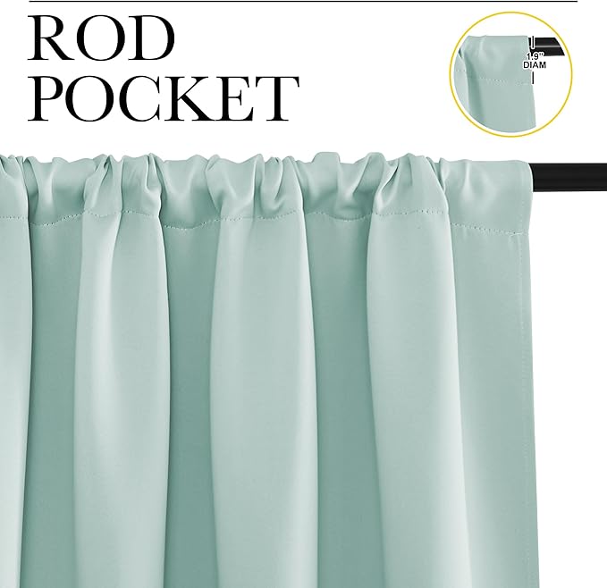 NICETOWN 2 Panels Blackout Curtains, Rod Pocket Thermal Insulated Curtains for Bedroom, Room Darkning Shading Blinds Modern Home Decoration for Living Room, Home Office, W42 x L63 in, Aqua