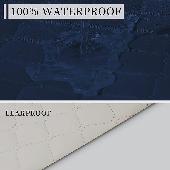ISSUNTEX Double Protection 100% Waterproof Loveseat Sofa Covers for Living Room, Couch Covers for 2 Cushion Couch Sofa, Reversible Furniture Protector Sofa Cover for Dogs (Loveseat, Navy/Ivory)