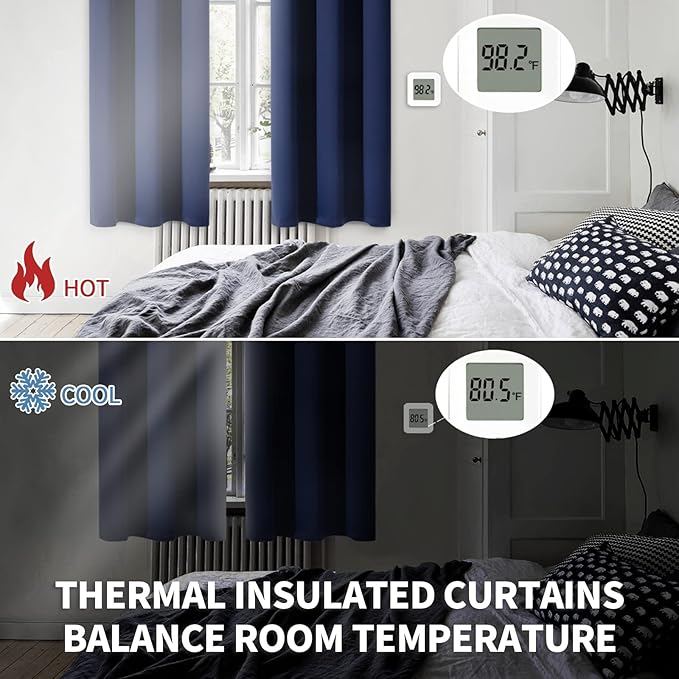 BGment Blackout Curtains - Grommet Thermal Insulated Room Darkening Bedroom and Living Room Curtains, Set of 2 Panels (52 x 108 Inch, Navy)