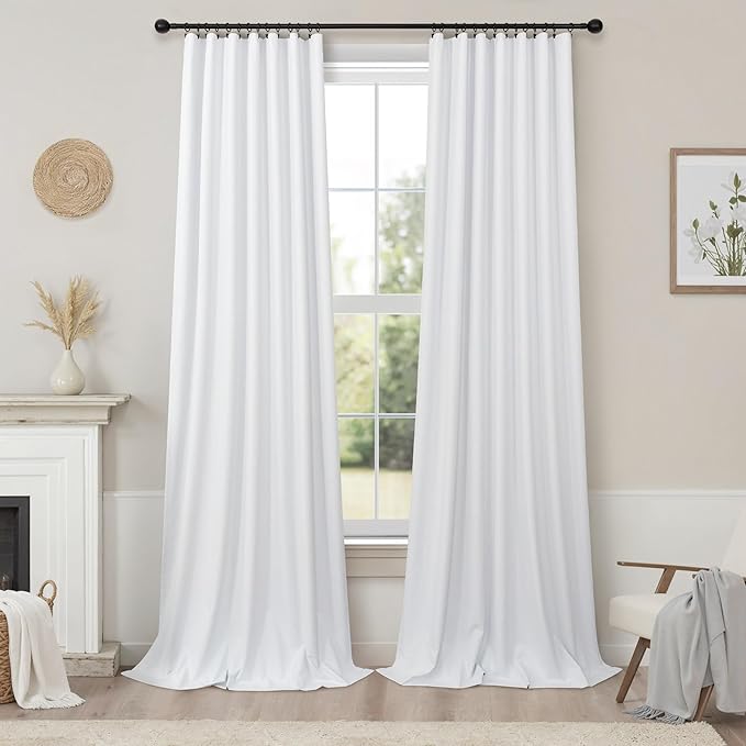 Long Curtain for Living Room 2 Panel Burg Custom 105 Inch Length Light Blocking Decorative White Lace Vintage Cute Blackout Curtain for Bedroom Aesthetic Thermal Dark Out Drape Heavy Duty Fabric Thick