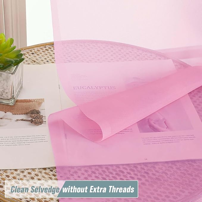 Light Pink Sheer Curtains Tier 30 Inches Length 2 Panels, Light Filtering Lightweight Soft Window Treatments Drapes, Cute Elegant Cafe Curtains for Nursery, Dual Rod Pocket, 2x42Wx30L Inches