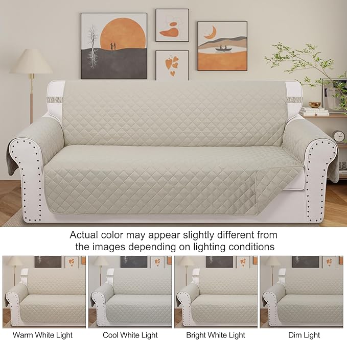 Reversible Loveseat Sofa Covers Couch Cover Furniture Protector(Loveseat,Beige/Beige)