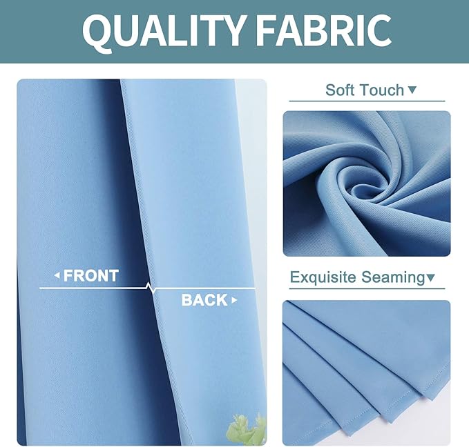 ChrisDowa Room Darkening Curtains 108 Inches Long 2 Panels Set for Living Room, Grommet Thermal Insulated Blackout Curtains for Bedroom (Sky Blue, 52 x 108 Inch)