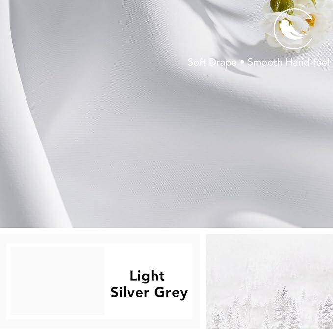 Deconovo Blackout Curtains, Thermal Insulated, W70 x L84 2 Panels, Back Tab, Machine Washable, Room-Darkening Drapes for Bedroom/Living Room Star White