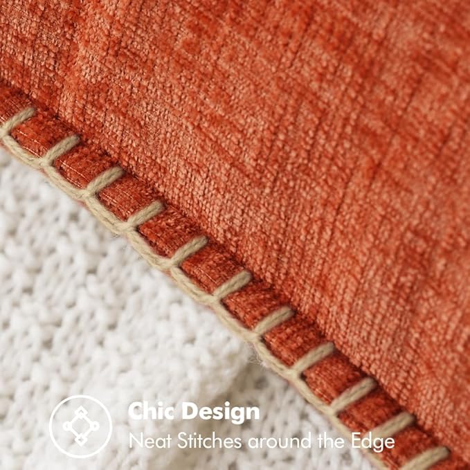 MIULEE Pack of 2 Couch Throw Pillow Covers 18x18 Inch Rust Farmhouse Decorative Pillow Covers with Stitched Edge Soft Chenille Solid Dyed Pillow Covers for Sofa Bed Living Room