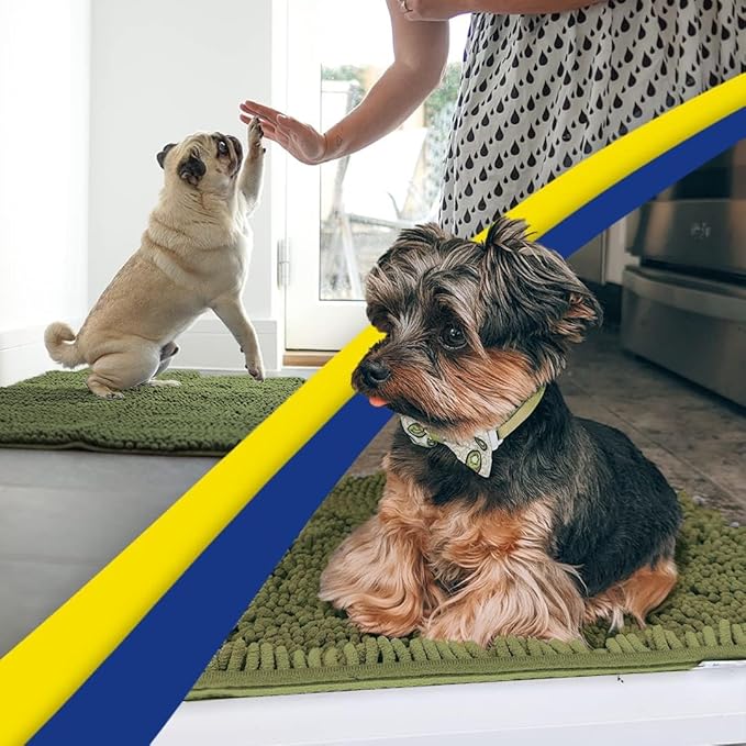 Muddy Mat® | Super Absorbent Door Mat Indoor, Microfiber Quick Dry Chenille Entryway Rug, Non-Slip Front Door Mat, Indoor Mats for Entryway, Machine Washable Pet Rug, Army Green 18"x28"