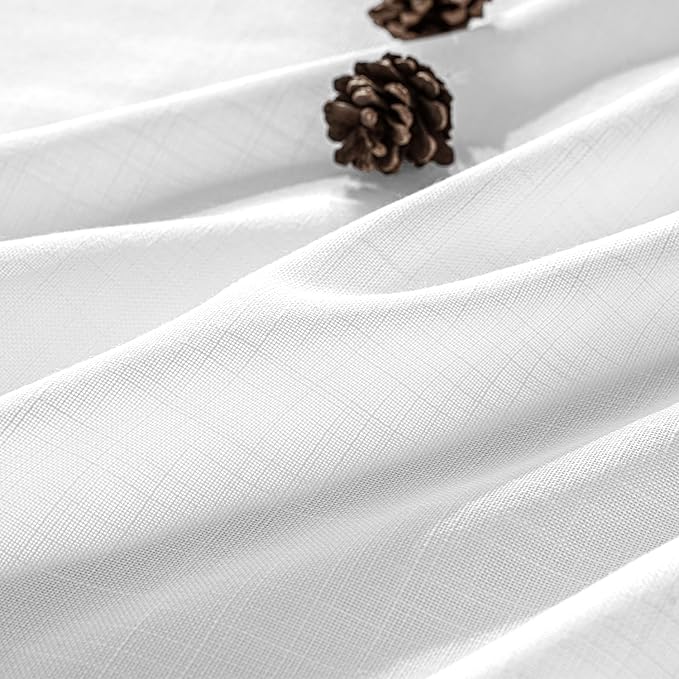 MIULEE White Linen Curtains 72 Inch Long 2 Panels for Bedroom Living Room, Soft Thick Linen Textured Back Tab Window Drapes Semi Sheer Light Filtering Rod Pocket Modern Farmhouse Decor