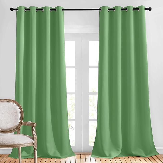 NICETOWN Blackout Curtains and Drapes for Kitchen - Extra Long Room Darkening Thermal Insulated Solid Window Blackout Draperies (Forest Green, 1 Pair, 52 x 95-Inch)