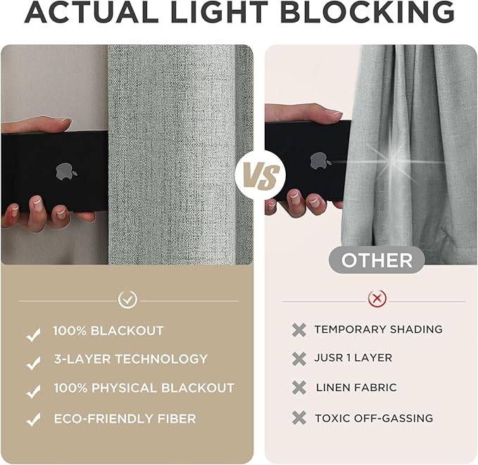 Joydeco Linen Blackout Curtains for Bedroom - 100% Light Blocking 1 Panels, Light Grey Drapes 100" W x 120" L, Thermal Insulated Room Darkening Curtains for Living Room, Rod Pocket & Back Tabs