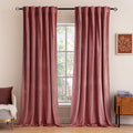 MIULEE Velvet Curtains 90 inches 2 Panels - Luxury Blackout Curtains for Bedroom Living Room Thermal Insulated Super Soft Window Drapes Rod Pocket & Back Tab, Dusty Rose Pink, W52 x L90 inch
