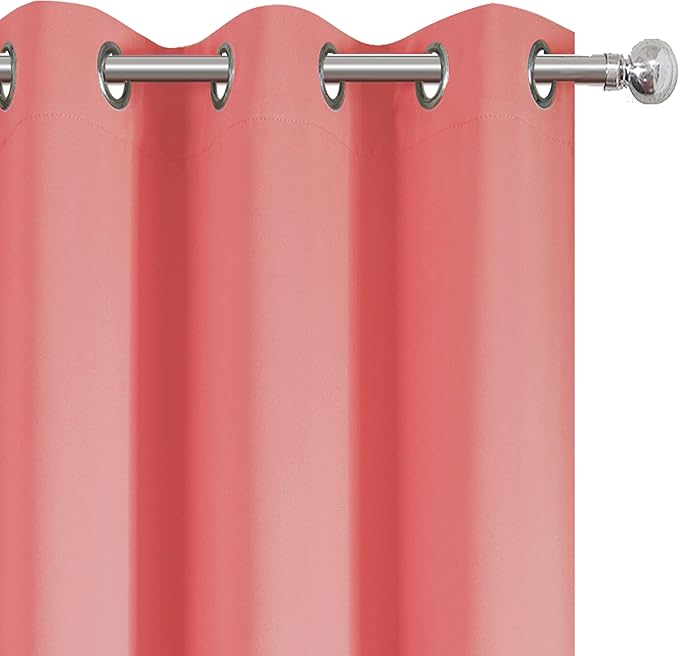LEMOMO Blackout Curtains 38 x 54 inch/Coral Curtains Set of 2 Panels/Thermal Insulated Room Darkening Bedroom Curtains
