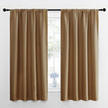 NICETOWN Kitchen Curtains, Short Blackout Drapes, Gold Brown, 34 in x 45 in (W x L), Set of 2, Thermal Insulated Rod Pocket Window Treatment Draperies for Nursery