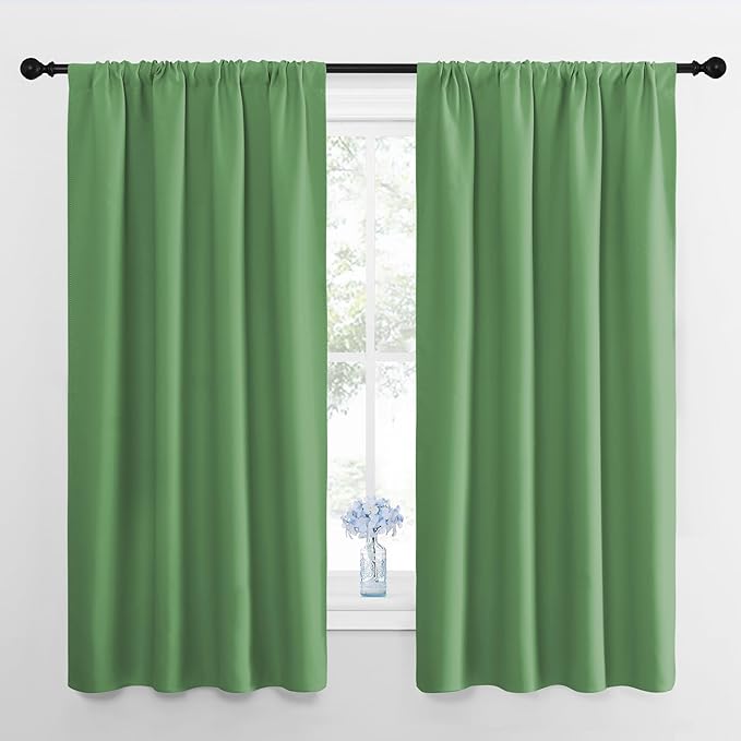 NICETOWN Blackout Curtains for Bedroom, Blackout Curtain Panels, Froest Green, 1 Pair, 42 by 45-inch, Window Treatment Energy Saving Thermal Insulated Solid Rod Pocket Blackout Drapes/Draperies