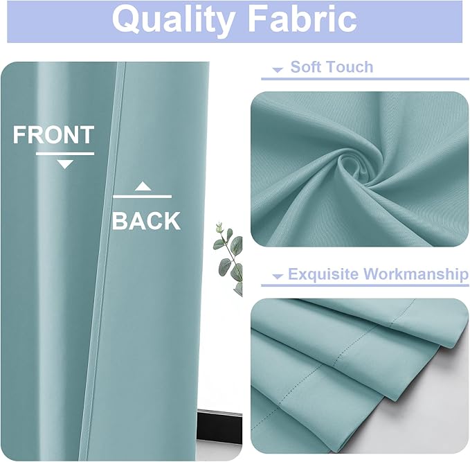 Simplebrand Ava Aqua Blackout Curtains for Bedroom, 78 Inch Length, 2 Panels Set, Privacy Thermal Insulated Rod Pocket Window Curtains for Patio, French Door, W40 x L78 Inch