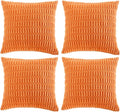 Fancy Homi 4 Packs Orange Fall Decorative Throw Pillow Covers 16x16 Inch for Couch Living Room Bed Sofa, Halloween Pumpkin Autumn Home Decor, Soft Cute Plush Corduroy Striped Cushion Case 40x40 CM