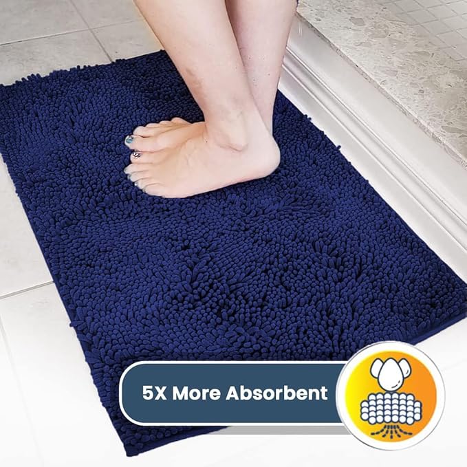 Muddy Mat® | Super Absorbent Door Mat Indoor, Microfiber Quick Dry Chenille Entryway Rug, Non-Slip Front Door Mat, Indoor Mats for Entryway, Machine Washable Pet Rug, Navy Blue XXL 60"X48"