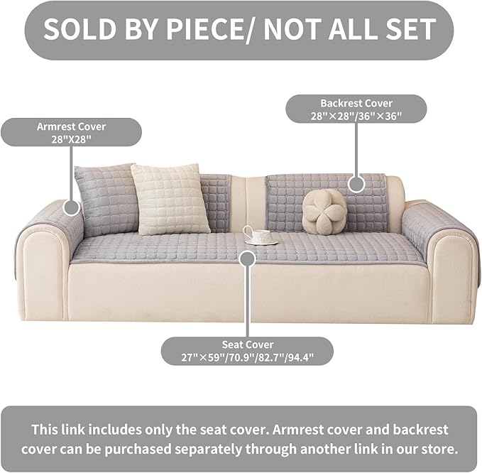 Velvet Couch Covers for Dogs, Dog Sectional Couch Covers, Pet Couchs Cover for 3-4 Seater, Couchs Protector for Dogs, Sectional Sofa Cover for Pet Washable(1PC,Light Grey,27.6"×82.7")